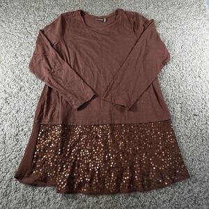Logo Lori Goldstein size XL Mauve hue tunic shirt with sequins trim